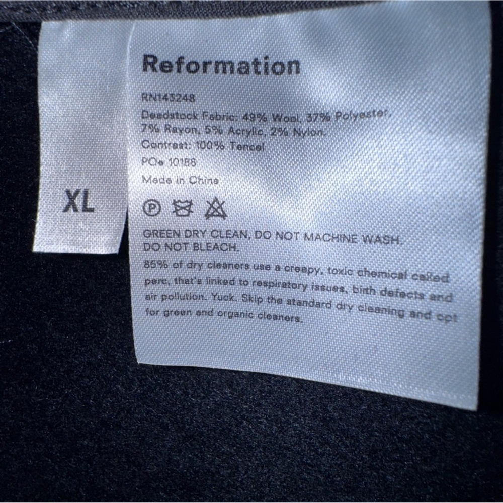 Reformation Downing Black Wool Blend Maxi Coat XL - Picture 5 of 6